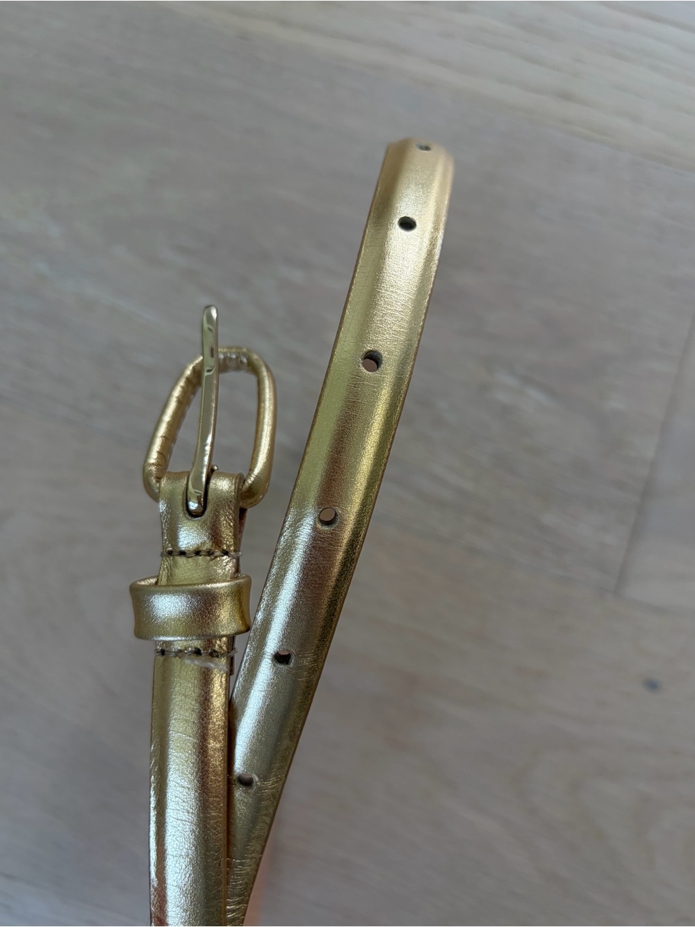 J. Crew Metallic Gold Skinny Leather Belt